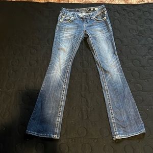 MissMe Turquoise detail boot cut jeans